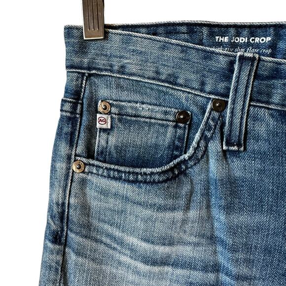 AG Jeans Denim New The Jodi Crop High Rise Slim Flare Crop Jeans Raw Hem 26 USA - Picture 8 of 11